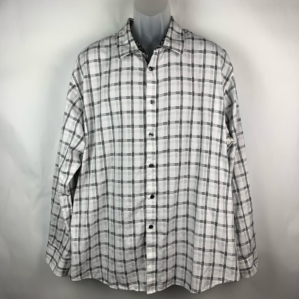 Vinatge Van Heusen White Plaid Mens Shirt Size-XXL
